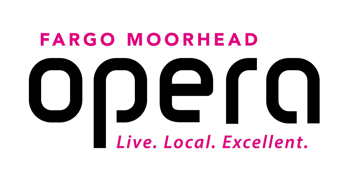 This image shows the logo for Fargo Moorhead Opera with the words Live. Local. Excellent.
