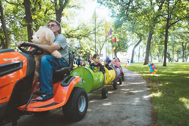 This image shows the Teddy Bear Parade at Midwest Kids Fest.