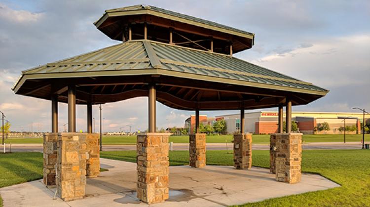 This image shows a shelter at Urban Plains Park.