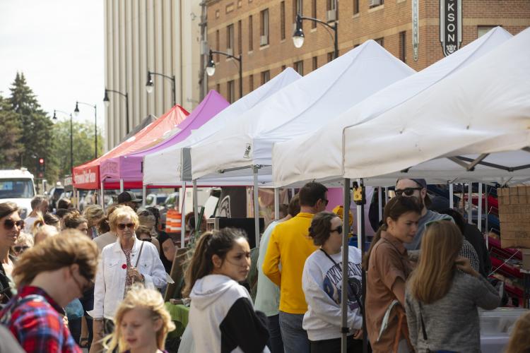 People shopping at Red River Market