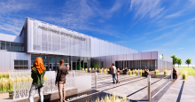 This photo shows a rendition of the front side of the Fargo Parks Sports Center 