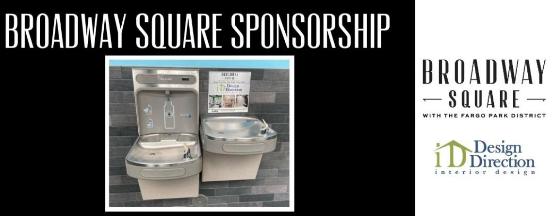 This image shows a Broadway Square sponsorship graphic featuring Design Direction.