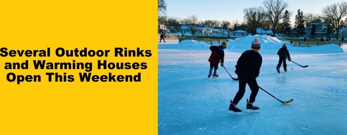 This image shows a graphic of outdoor rinks and warming houses opening for the season.