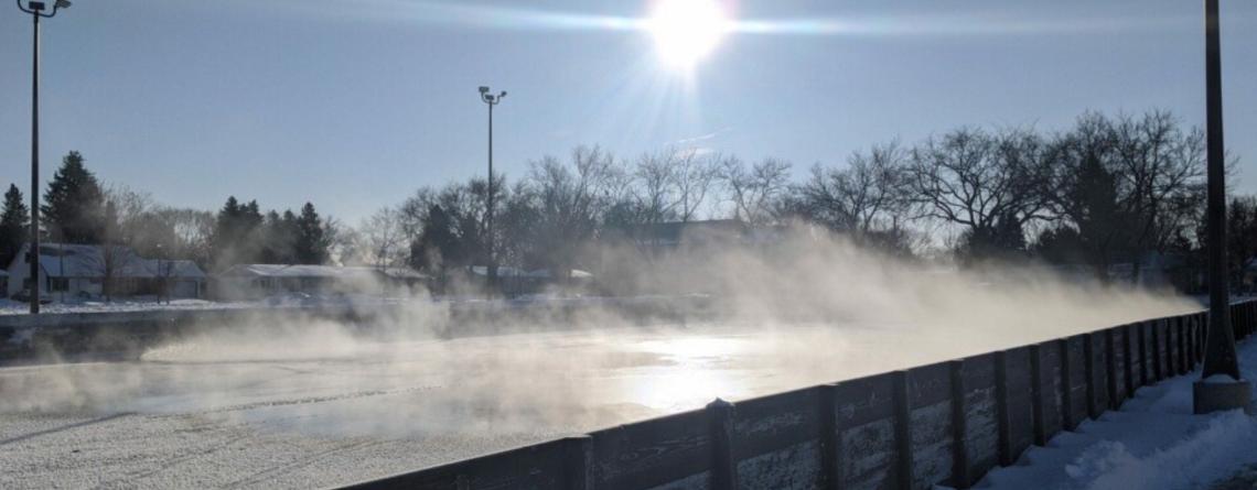 Photo of outdoor rink melting