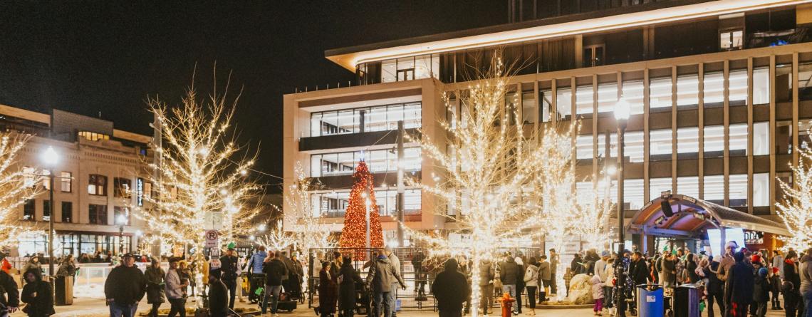 Photo of Broadway Square during Tree Lighting event