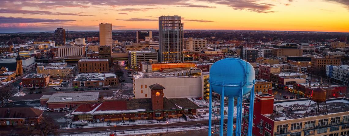 Aerial photo of downtown Fargo North Dakota