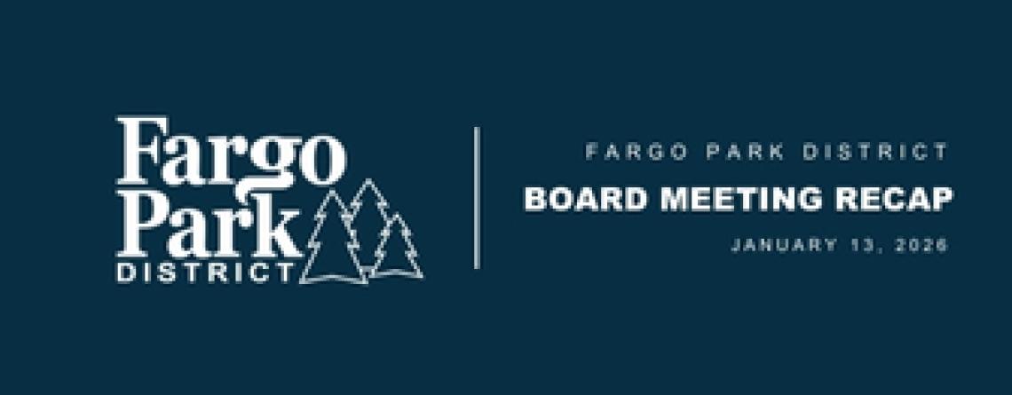 Blue image with fargo parks logo 