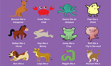 This image shows wacky animal exercises.