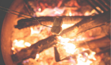 This image shows two marshmallows over a fire.