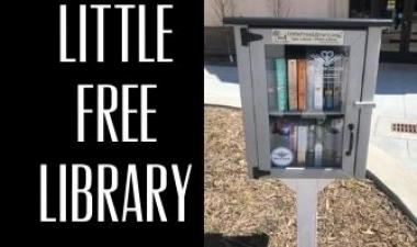 This image shows the Little Free Library at Broadway Square.