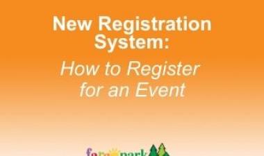 This image shows a graphic explaining how to register for an event with our new registration system.