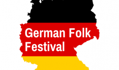 This image shows German flag colors with German Folk Festival text on top of it.