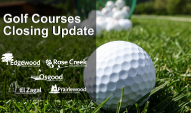 This image shows a golf courses closing graphic.