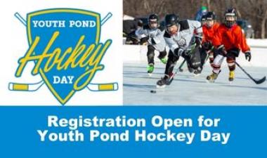 This shows a graphic of Youth Pond Hockey Day registration open.