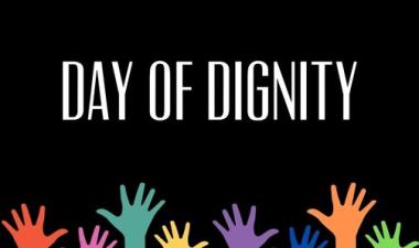 This Graphic shows a Day of Dignity graphic with colorful hands