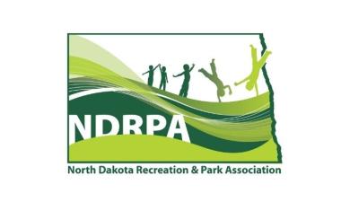 NDRPA Logo - Green Outline of State of North Dakota with children playing inside outline