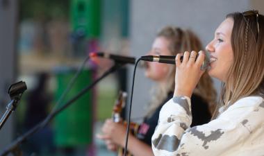 photo of band playing at music at the square