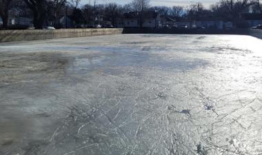 photo of standing water on ice rink