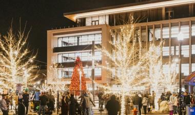 Photo of Broadway Square during Tree Lighting event