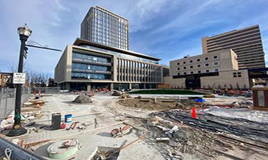 This image shows the Broadway Square construction in late-October