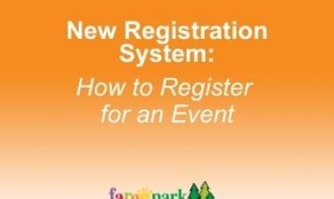 This image shows a graphic explaining how to register for an event with our new registration system.