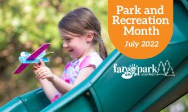 This graphic shows Park and Recreation Month