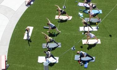 yoga class at Broadway Square