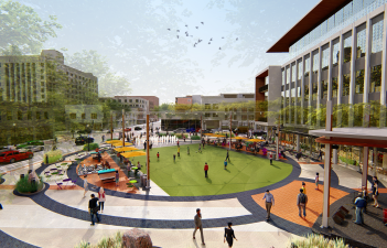 This image shows a rendering of what Broadway Square will look like upon completion.