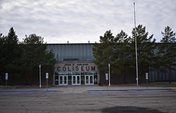 This image shows the front side of the Coliseum building.