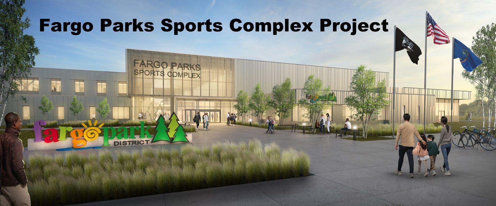 This image shows a rendering of the Fargo Parks Sports Complex. 