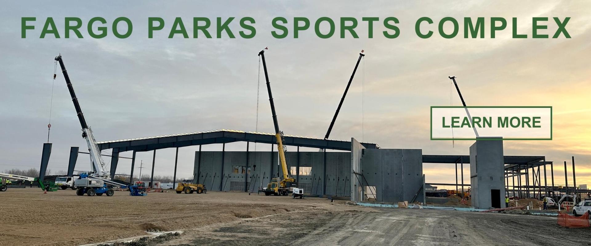 This photo shows construction at the Fargo Parks Sports Complex
