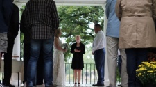 This image shows a wedding at the Island Park Gazebo.