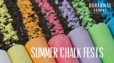 This image shows many colors of chalk against the sidewalk with the words Summer Chalk Fests.