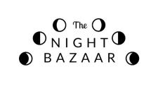 This image shows the logo for The Night Bazaar made of centered text and six moon phases.